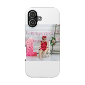 1st Birthday Photo Tough Phone Case – Personalized Baby Girl Cake Smash Design